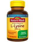 Nature Made Extra Strength L-Lysine 1000 Mg Tablets 60 Count For Protein Synthesis