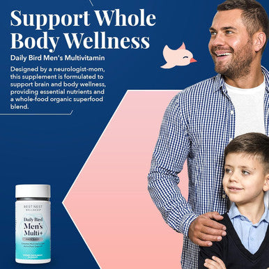 Best Nest Wellness Men's Daily Multivitamin - Men Vitamins for Overall Health Multimineral Supplement with Probiotics Methylfolate A C D E B12 Zinc & Whole Food Organic Blend Multi Vitamin 30Ct