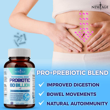 New Age Probiotics 60 Billion CFU with Prebiotic Formula Supplement