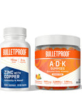 Bulletproof Vitamins A+D+K, 60 Sugar-Free Gummies, Strawberry Orange Flavor |1000Mcg K1, 900Mcg A, 180Mcg K2, 50Mcg D3 | Zinc With Copper, 15Mg Zinc, 2Mg Copper, 60 Capsules