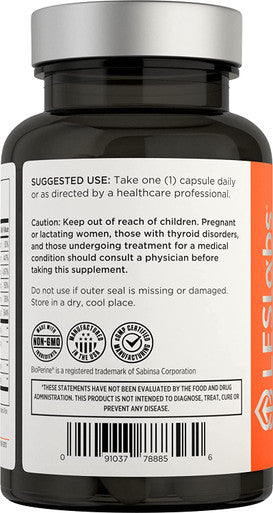 LES Labs Thyroid Support Metabolic Health Thyroid Hormone Production Energy Focus Iodine LTyrosine Ashwagandha Selenium Turmeric 60 Capsules