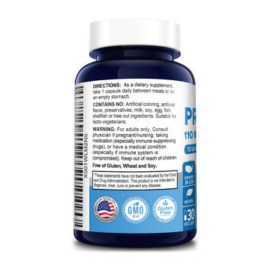 NusaPure Probiotics 110 Billion CFU Per Veggie Caps 13 Strains - 30 Capsules (Non-GMO & )