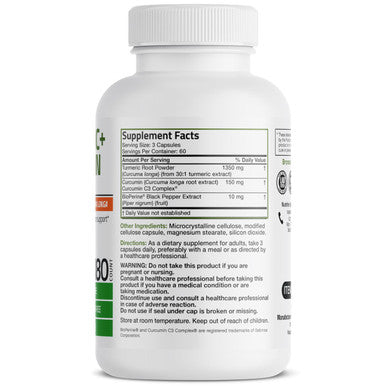 Bronson Turmeric Curcumin 1500 Mg Per Serving Antioxidant, Joint & Digestion Support With Bioperine, Non-Gmo, 180 Vegetarian Capsules
