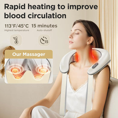 Bear 4D Deep Neck Massager With Heat, Cordless Shiatsu Neck Massager, Electric Kneading Massage Pillow For Pain Relief Office, Car, Massager For Neck, Back, Shoulder And Leg, Gifts For Mom Women Men