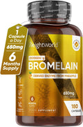 Weightworld Bromelain High Strength Supplement 650mg - High Potent 2500GDU/g per Serving - 180 Vegan Capsules (Not Bromelain Tablets) - Enzyme Nutritional Supplements - Naturally Derived Enzyme from Pineapple
