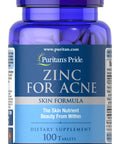 Zinc for Acne by Puritan's Pride a Mineral for Immune Sytem Health 100 Tablets