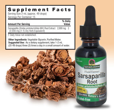 Nature'S Answer Sarsaparilla Root Organic 1 Ounce Extract - Supports Liver Function Detoxification Cleanse Support - Parasite Cleanse - Alcohol Gluten Kosher Made in USA
