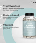 Omnia Marine Collagen Capsules 1200mg Premium Skin Hair & Nail Health Support for Women & Men Enriched with Type I Collagen Hyaluronic Acid & Vitamin C High-Potency Formula UK Made 60 Capsules