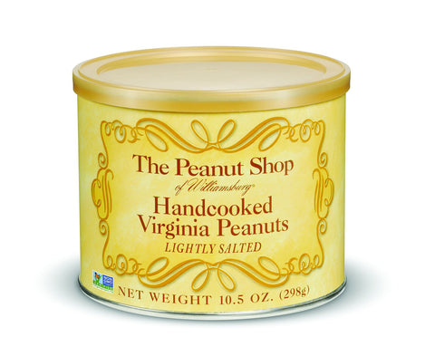The Peanut Shop of Williamsburg Lightly Salted Handcooked Virginia Peanuts, Williamsburg Peanuts, Non-Gmo, Kosher Certified - 18 Oz Tin