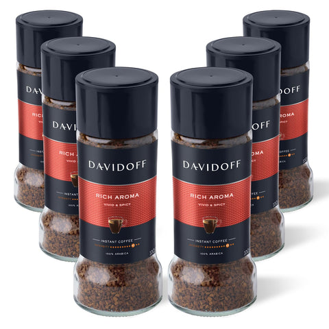 DAVIDOFF Rich Aroma Instant Coffee - Vivid and Spicy - Strong Body and Pleasant Acidity - 100% Arabica Beans - 10/12 Intensity - 1 x 3.52 oz
