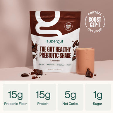 Supergut Prebiotic Shakes | Meal Replacement | Boost GLP-1 | High Protein and Fiber | No Added Sugar | Keto Food Meal Snack (Chocolate 14 Servings)