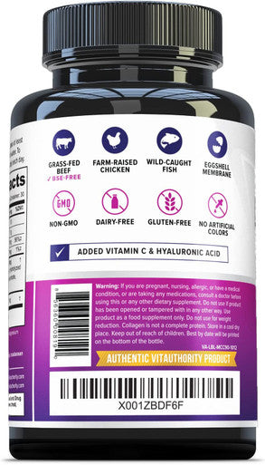 Multi Collagen Pills with Hyaluronic Acid Vitamin C 5 Type Hydrolyzed Collagen Protein Peptides Types I II III V X 30 Servings 90 Capsules