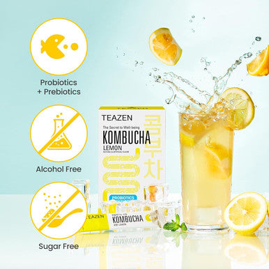 Teazen Kombucha Lemon Flavor Variety Pack Lemon Drink Mix 10 Sticks & 30 Sticks (40 Sticks)