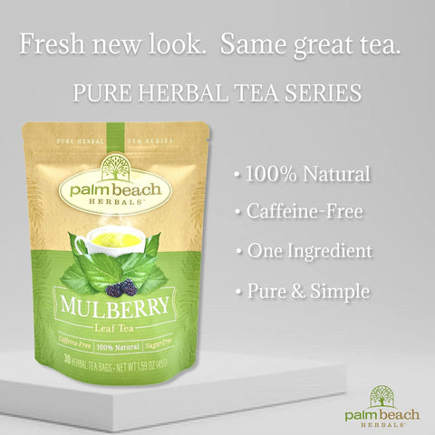 Palm Beach Medicinal Herbs - Mulberry Leaf Tea - Pure Herbal Tea Series, 30ct