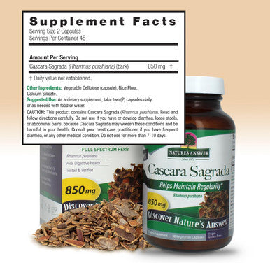 Nature'S Answer Cascara Sagrada Bark Vegetarian Capsule Pills 90-Count | Digestive Support | Natural Detox