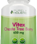 Purely Holistic Chasteberry Vitex Supplement 650Mg - 4 Month Supply 120 Vegan Capsules Agnus-Castus Chaste Tree Berry Capsules Supports Normal Hormone Balance For Women