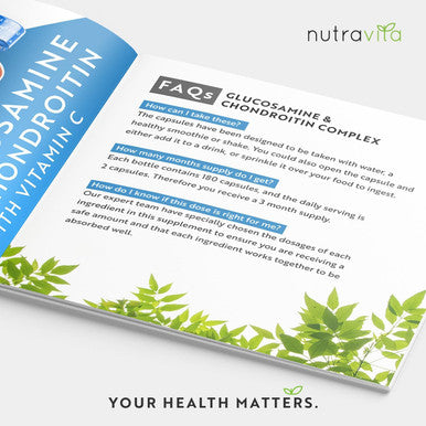 Glucosamine And Chondroitin Complex 180 High Strength Capsules Contributes To The Maintenance Of Normal Immune System With Vitamin C, Turmeric, Ginger And Rosehip Made In The Uk By Nutravita