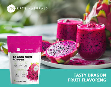 Kate Naturals Dragon Fruit Powder For Baking & Drink (4Oz). Vegan Gluten Dried Dragon Fruit Pink Pitaya Powder For Dragon Fruit Syrup. Dragonfruit Pitaya Powder For Smoothie & Food Coloring
