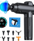 Massage Gun, Portable Deep Tissue Massage Gun For Pain Relief Super Quiet Neck Back Body, 10 Different Heads For Different Muscle Groups, 30 Speed With Lcd Touch Screen