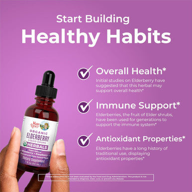 Maryruth Organics Elderberry Syrup | USDA Organic Elderberry | Sugar Adults & Kids Immune Support Supplement for Ages 1+ | Clean Label Project Verified Vegan Non-GMO Gluten | 1 Fl Oz