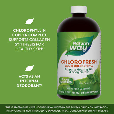 Nature'S Way Chlorofresh, Liquid Chlorophyll, Supports Healthy Skin & Body Detox*, Internal Deodorant*, Mint Flavored, 16 Fl. Oz (Packaging May Vary)