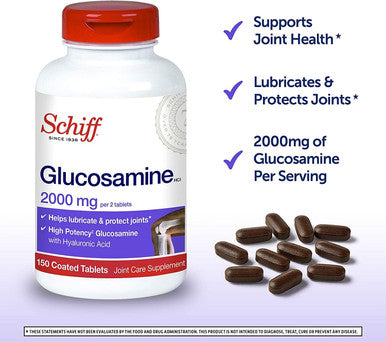 Schiff Glucosamine 2000mg with Hyaluronic Acid (Pack of 4)