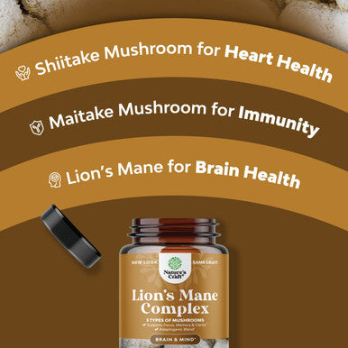 Nootropic Lions Mane Mushroom Capsules - LionÃƒâ€šÃ¢â‚¬â„¢s Mane Mushroom Complex Immune System Booster and Brain Supplement - Mushroom Extract Focus Pills Brain Booster and Mood Support with Reishi Mushroom