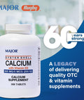 Major Oyster Shell Calcium with Vitamin D3 500 mg / 5 mcg (200 IU) Daily Calcium Supplement 300 Tablets (1 Pack)