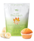 TRU Supplements Plant Based Protein Powder BCAA EAA 20g Vegan Brown Rice & Pea Protein 100 Calories 27 Vitamins No Artificial Flavors 25 Servings (Banana Maple Muffin)
