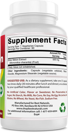 Best Naturals Bitter Melon 500 mg 90 Vcaps (90 Count (Pack of 2))
