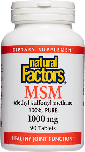 Natural Factors MSM 1000 mg Supports Healthy Joints Hair Skin and Nails 90 capsules 90 servings