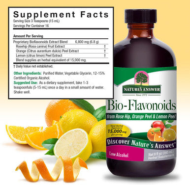 Nature'S Answer Lipo Flavonoid Plus Ear Ringing Supplement Bio-Flavonoids with Rose HIPS Immune Support Kosher Organic Low Alcohol Citrus Bioflavonoids Gluten Made in USA 8 oz