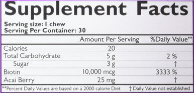 Neocell Laboratories Biotin Bursts Chewable Acai Berry High Potency 30 Count (Pack Of 2)