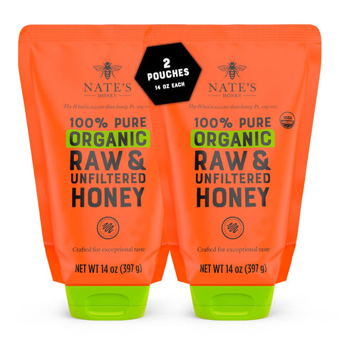 Nate's Organic 100% Pure, Raw & Unfiltered Honey - USDA Certified Organic - 16oz. Squeeze Bottle