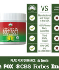 Organic Beet Root Powder - Ultra High Purity Super Food Beets Juice Powder. 100% Pure Nitric Oxide Boosting Beetroot Supplement