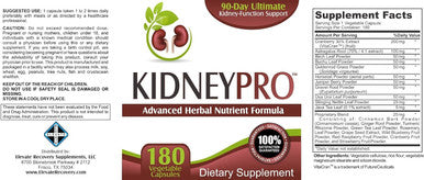 Elevate Recovery Supplements Kidney-Pro (3-Month Supply) With 21 Kidney Health Supplements In 1 Formula Including Cranberry Extract - Total Kidney Support Supplement - Kidney Cleanse Detox - 180 Veggie Capsules