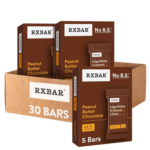 RXBAR Protein Bars, Protein Snack, Snack Bars, Peanut Butter Chocolate, 22oz Box (12 Count)