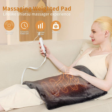 Heating Massaging Weighted Pad,Heated Pads For Back And Shoulders,Portable Heat Pad For Neck,Cramp,Menstrual Pain,3 Heat Settings 6 Massage,18 Relaxing Combinations,Auto Off,20"24",Dark Grey