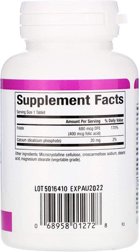 Natural Factors Folic Acid 400mcg Support for The Nervous Reproductive Systems 90 Tablets