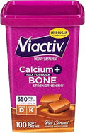 Viactiv Max Formula Calcium +Vitamin D3 Supplement for Bone Health Rich Caramel 100 Soft Chews 5 Pack