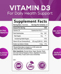 Vitamin D3 Gummies 5,000 IU 125 mcg - Extra Strength Natural Immune Support and Support Bone Health - Delicious, Non-GMO, Tasty Gummy for Children, Adults, and Seniors - 60 Gummies