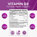 Vitamin D3 Gummies 5,000 IU 125 mcg - Extra Strength Natural Immune Support and Support Bone Health - Delicious, Non-GMO, Tasty Gummy for Children, Adults, and Seniors - 60 Gummies