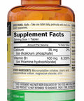 Mason Natural Vitamin B1 (Thiamin) 100 mg - Healthy Conversion of Food into Energy, Supports Nerve and Immune Health, 100 Tablets (Pack of 3)