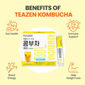 Teazen Lemon Kombucha Tea Hydration Drink Mix Sugar Live Probiotics & Prebiotics 30 Sticks 5.29oz