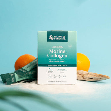 Nature'S Sunshine Marine Collagen - Premium Wild-Caught Alaskan Pollock Collagen Powder - Unflavored To-Go Sticks To Support Radi