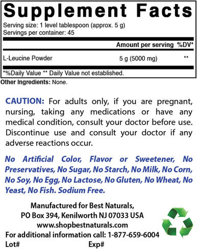 Best Naturals L-Leucine Pure Powder 8 OZ