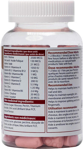 Canvita Halal&Vegan Hair Skin and Nails Gummy All-In-One Epidermis Reviver Nail and Hair Health Support Biotin Folic Acid
