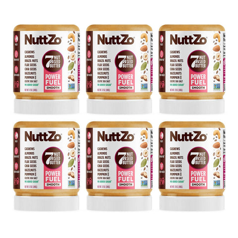 NuttZo Natural Power Fuel 7 Nuts and Seeds Butter, Crunchy, Paleo and Keto Friendly, Peanut and Gluten Free, Kosher, No Added Sugar or Oil, 12 oz Jar