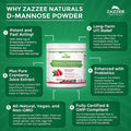Zazzee D-Mannose Powder Plus, 67 Servings, 6.5 Ounces, Plus 5 Billion CFU Probiotics, Enhanced with Pure Cranberry Juice, Includes Free Scoop, Fast-Acting, Vegan, Non-GMO and All-Natural