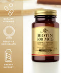 Solgar Biotin 300 Mcg - 100 Tablets Pack Of 3 - Supports Healthy Skin Nails & Hair - Non-Gmo Vegan Gluten Free Dairy Free Kosher Halal - 300 Total Servings